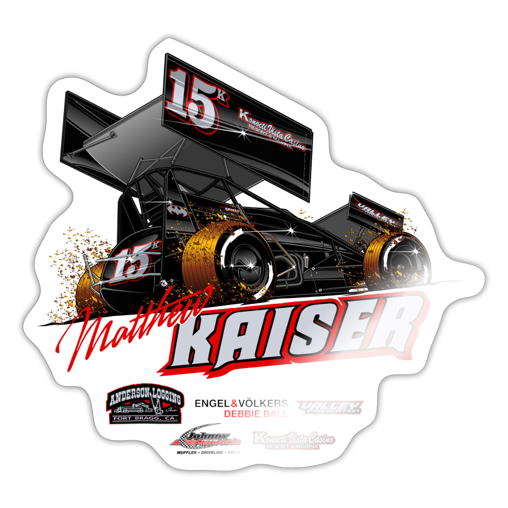 15K Sprint Car Sticker - white glossy